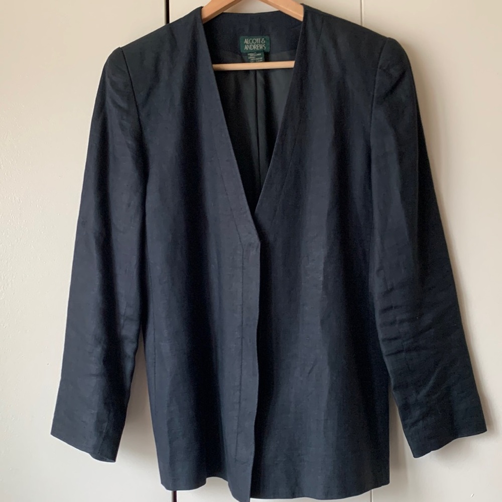 100% Linen Blazer size 8 Alcott and Andrews Vintage minimalist vibe